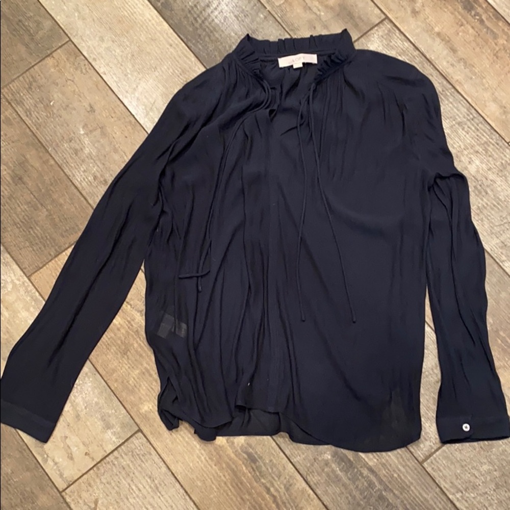 Loft Navy Blouse Medium